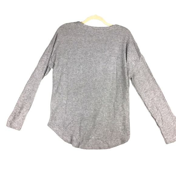 Gibson Womens Size Small Gray Thermal Waffle Knit  Button-Down Tie Front Top - Picture 12 of 14